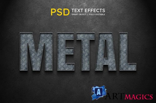 Metal text style effect Premium Psd