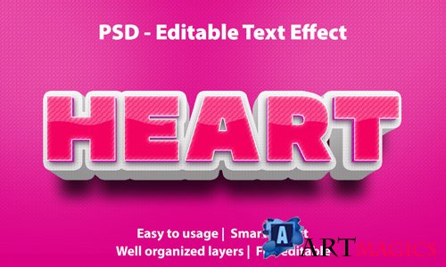 Editable text effect heart premium Premium Psd