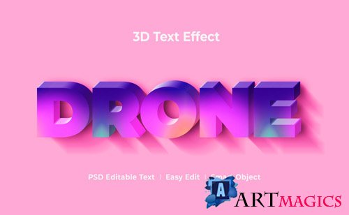 Drone 3d text effect mockup template Premium Psd