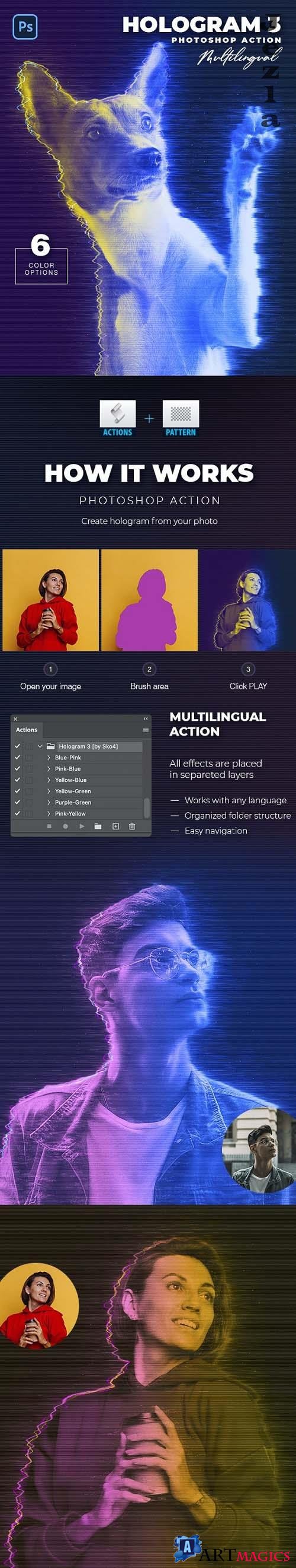 Hologram 3 Photoshop Action - 33091150