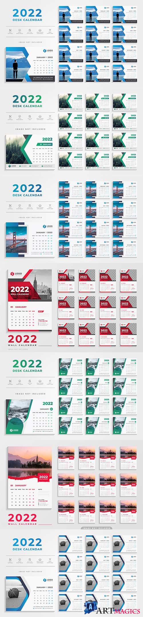 2022 desk calendar template premium vector
