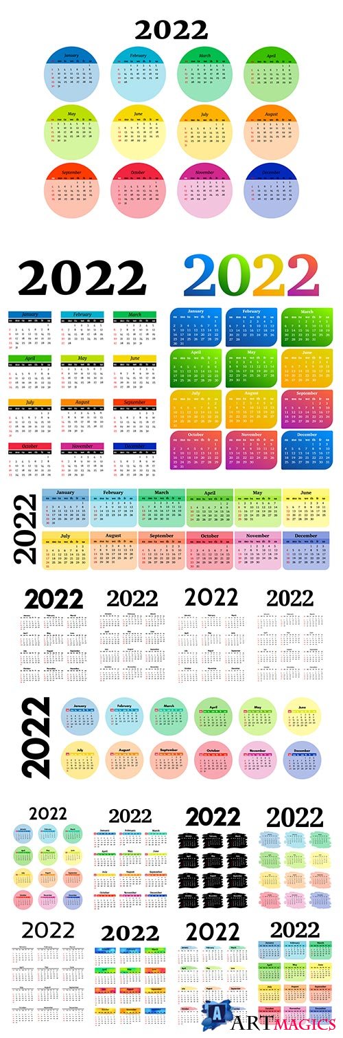 Calendars for 2022 vector design