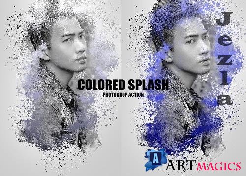 Colored Splash Photoshop Action - 6218972