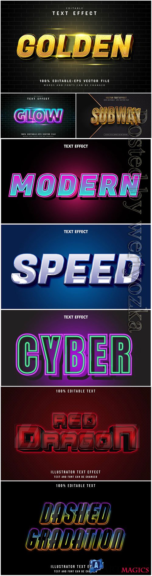 Vector text effect in style 3d