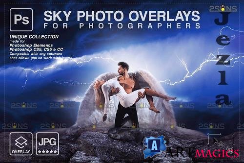 Stormy sky overlay & Night sky overlay, Photoshop overlay V9 - 1583998