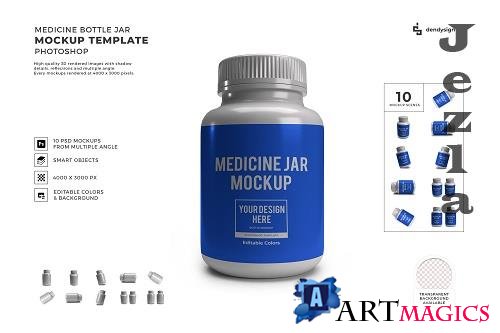 Medicine Bottle Plastic Jar Packaging 3D Mockup Template Bundle - 1610065