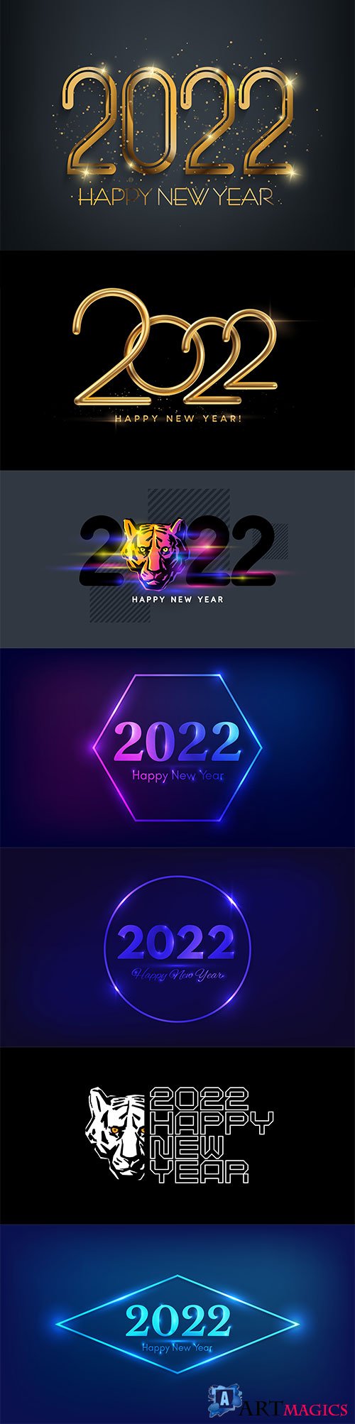 2022 New year, Merry christmas editable text effect premium vector vol 8