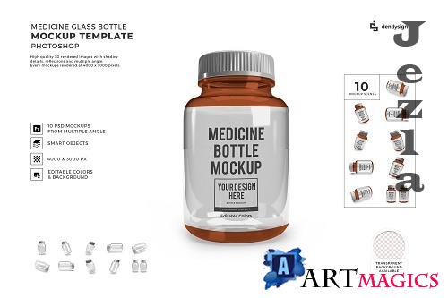 Medicine Bottle Glass Jar Packaging 3D Mockup Template Bun - 1616306