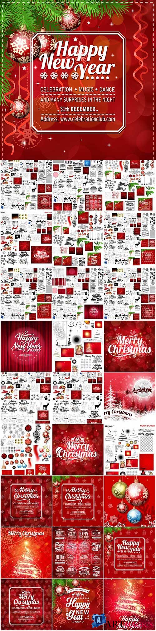 New Year and Christmas vector vol 11