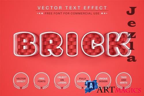 Red Brick - Editable Text Effect - 6556761
