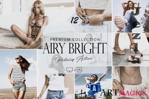 12 Airy Bright Photoshop Actions, Light White ACR Preset, Cloudy Filter