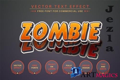 Zombie Sticker Editable Text Effect - 6560796