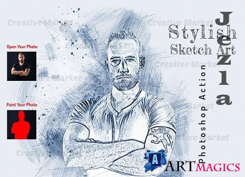 Stylish Sketch Art PS Action - 6561769