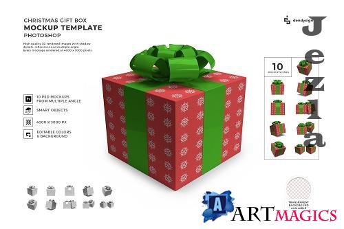 Christmas Gift Box 3D Mockup Template Bundle - 1627830