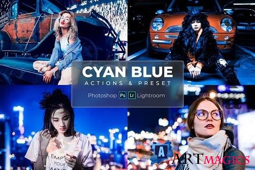 Photoshop Actions & Lightroom Presets - Cyan Blue