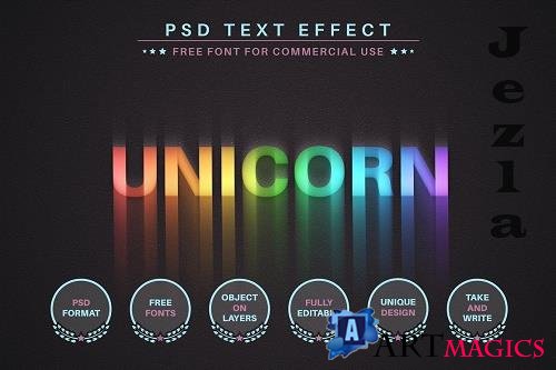 Unicorn Rainbow - PSD Editable Text - 6581113