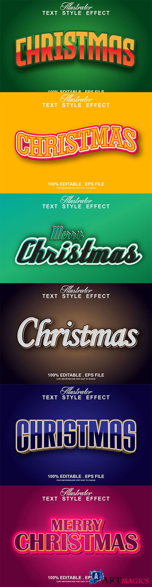 2022 New year, Merry christmas editable text effect premium vector vol 13