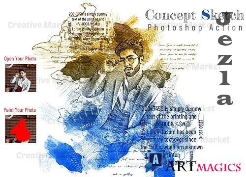 Concept Sketch Photoshop Action - 6581609