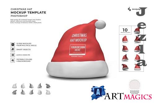 Christmas Hat 3D Mockup Template Bundle - 1634177