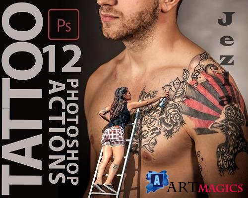 12 Tattoo Photoshop Actions, Soft Retouch ACR Preset, Atractive Body Filter, Portrait And Lifestyle Theme