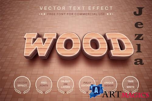 Wood - editable text effect - 6606998