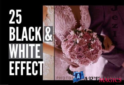 25 Black & White Photoshop Action Bundle