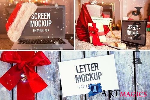 Christmas Device and Letter Mockup Set