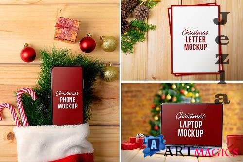 Christmas Device & Letter Mockup Set - X4XJCSU