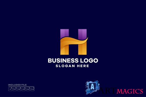 Abstract Letter H Gradient Logo Design