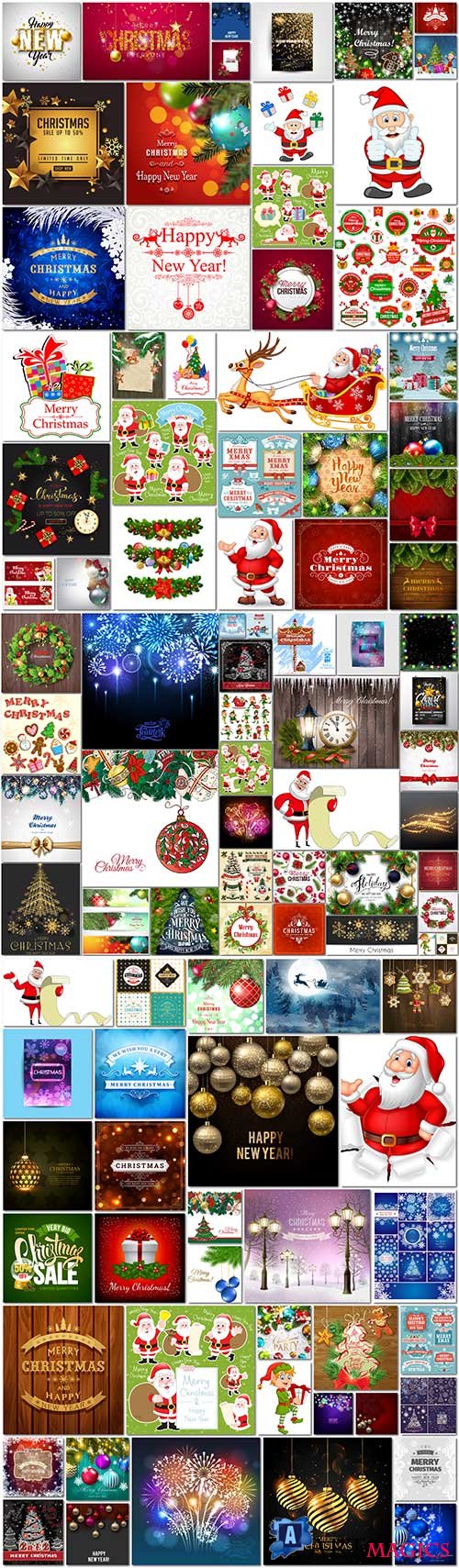 100 Bundle Christmas and New Year vector vol 6