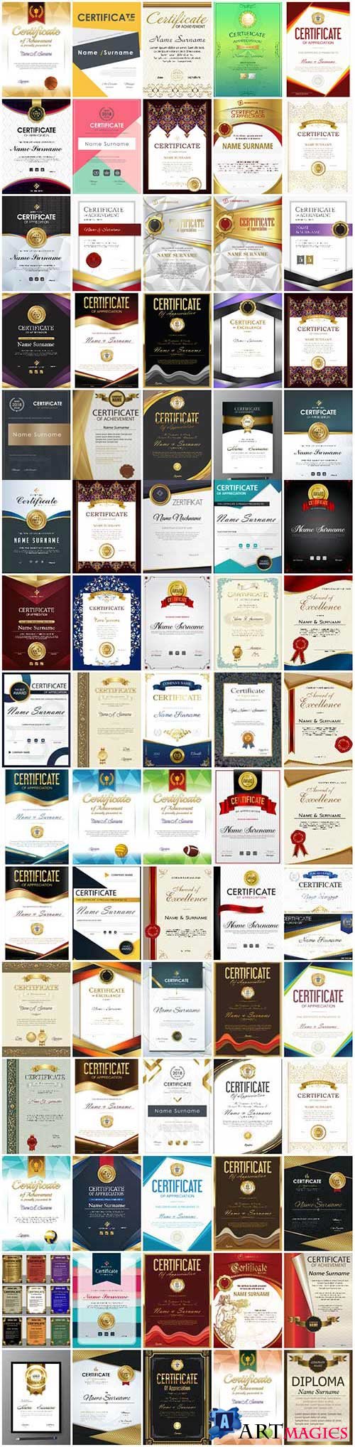 100 Bundle diplomas and certificates in vector vol 2