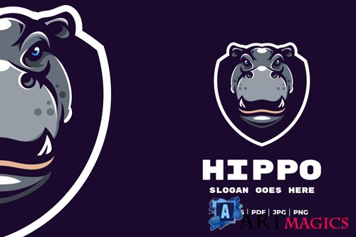 Hippopotamus mascot logo