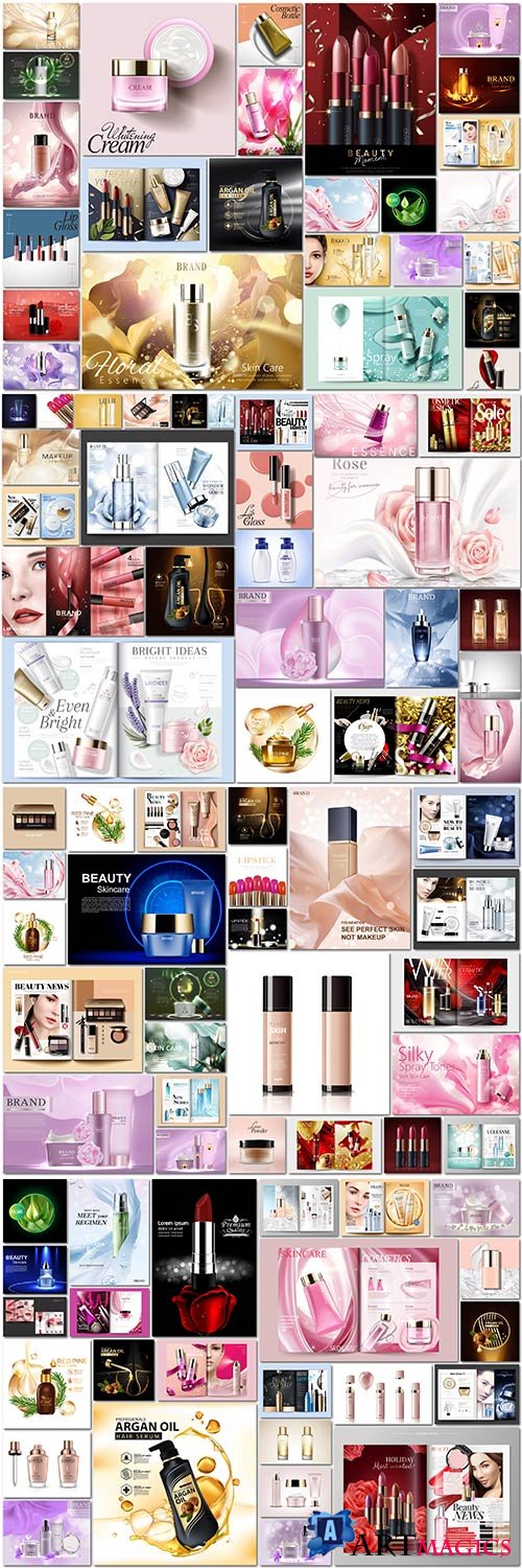 100 Bundle cosmetic advertising vector template vol 1