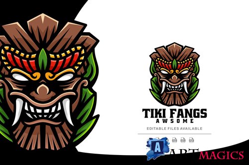 Tiki Fangs Simple Mascot Logo