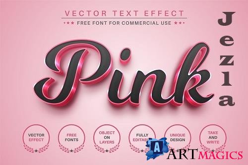 Pink Metal - Editable Text Effect - 6653695