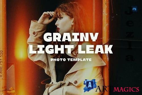 Grainy Light Leak Photo Template