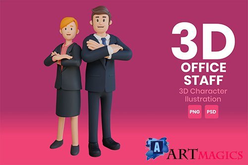 Office Staff 3D Character Illustration2