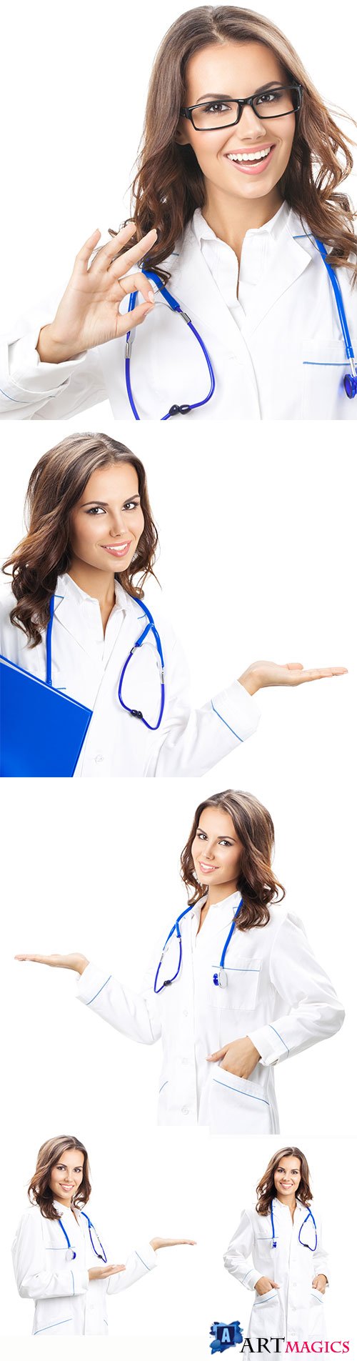 Woman doctor in different poses