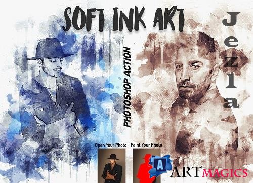 Soft Ink Art Photoshop Action - 6693649