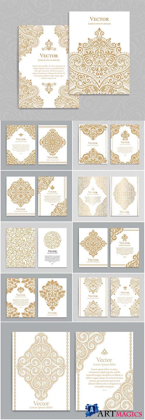 Vector cards with gold decor