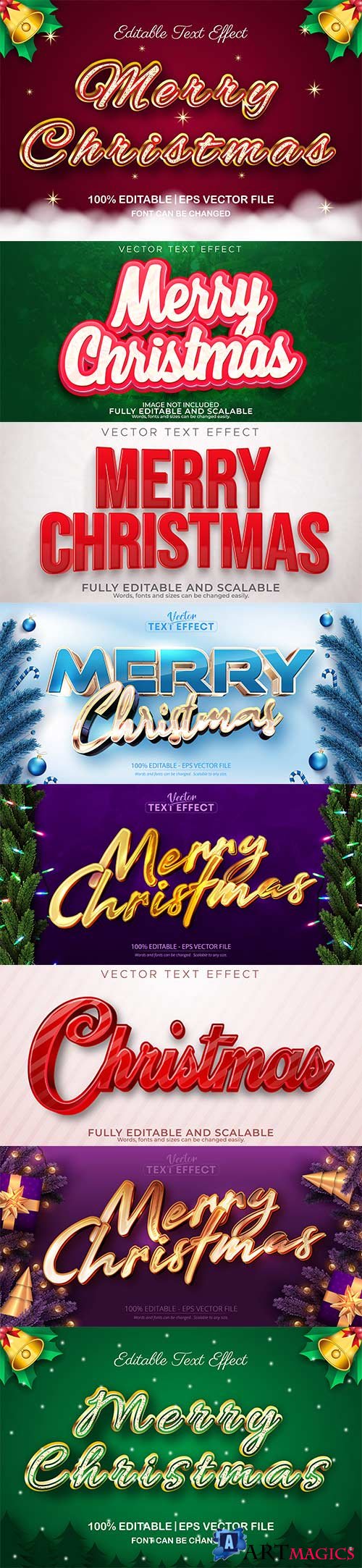 2022 New year and christmas editable text effect vector vol 32