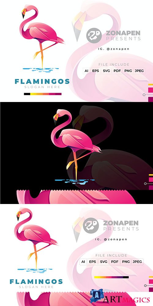 Flamingos Gradient Logo