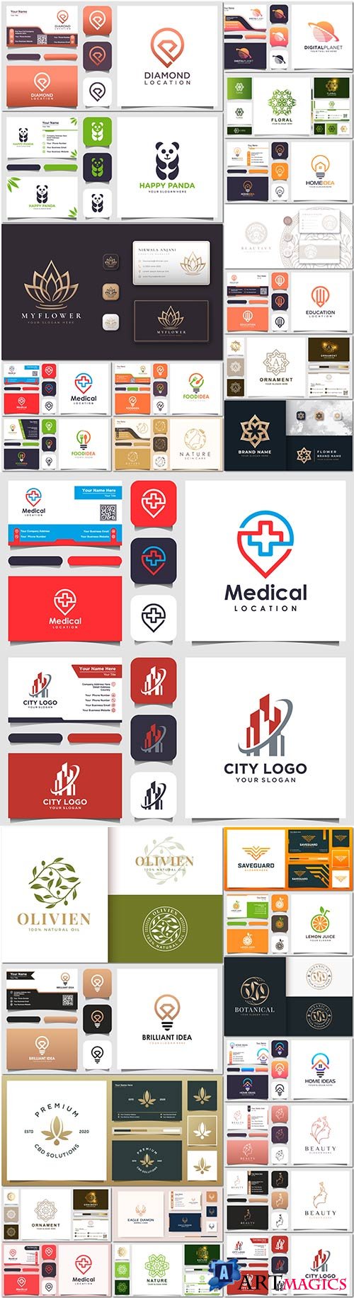 Logo and business card design premium vector