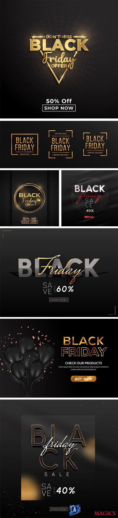 Realistic black friday sale banner with text space