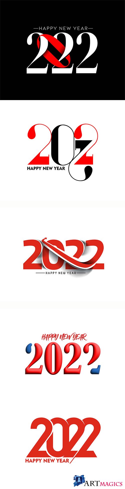 Happy new year 2022 text typography design vector illustration