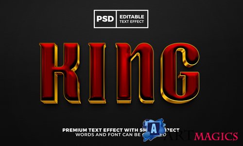King red gold elegant luxury 3d editable text effect premium psd