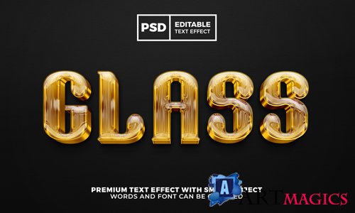 Gold glass elegant luxury 3d editable text effect psd