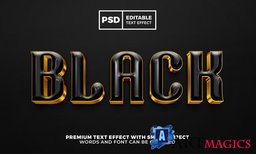 Black gold elegant luxury 3d editable text effect premkum psd