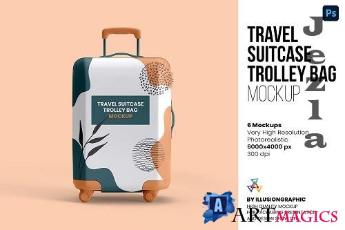 Travel Suitcase Trolley Bag Mockups - 6704779
