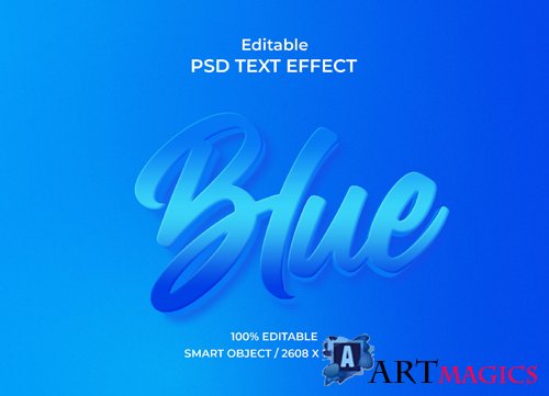 Blue editable text effect psd